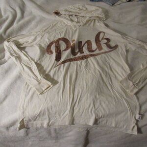 Victoria's Secret PINK Cream?Copper sequins Size Small  USED